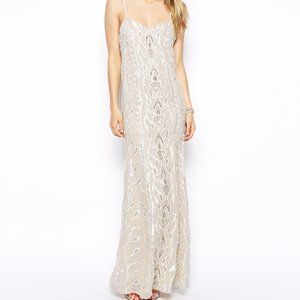 Needle & Thread Embellished Champagne Maxi Dress